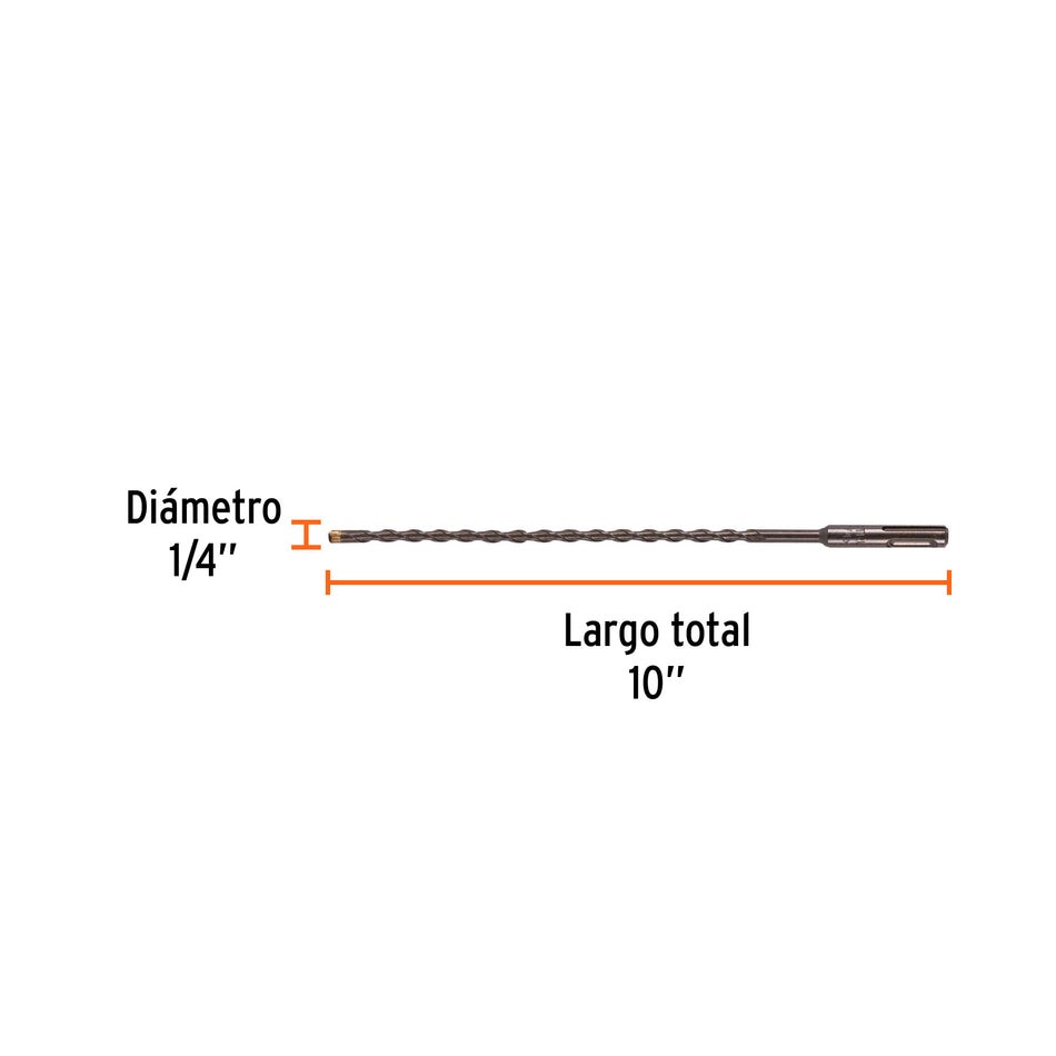 Broca SDS Plus 1/4 x 10', Truper Caja con 5, 11266