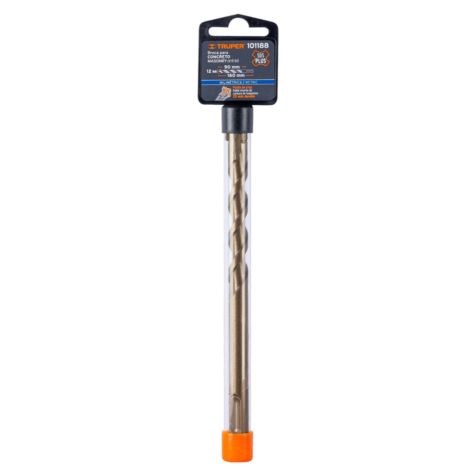 Broca SDS Plus 12 x 160 mm, Truper Caja con 5, 101188