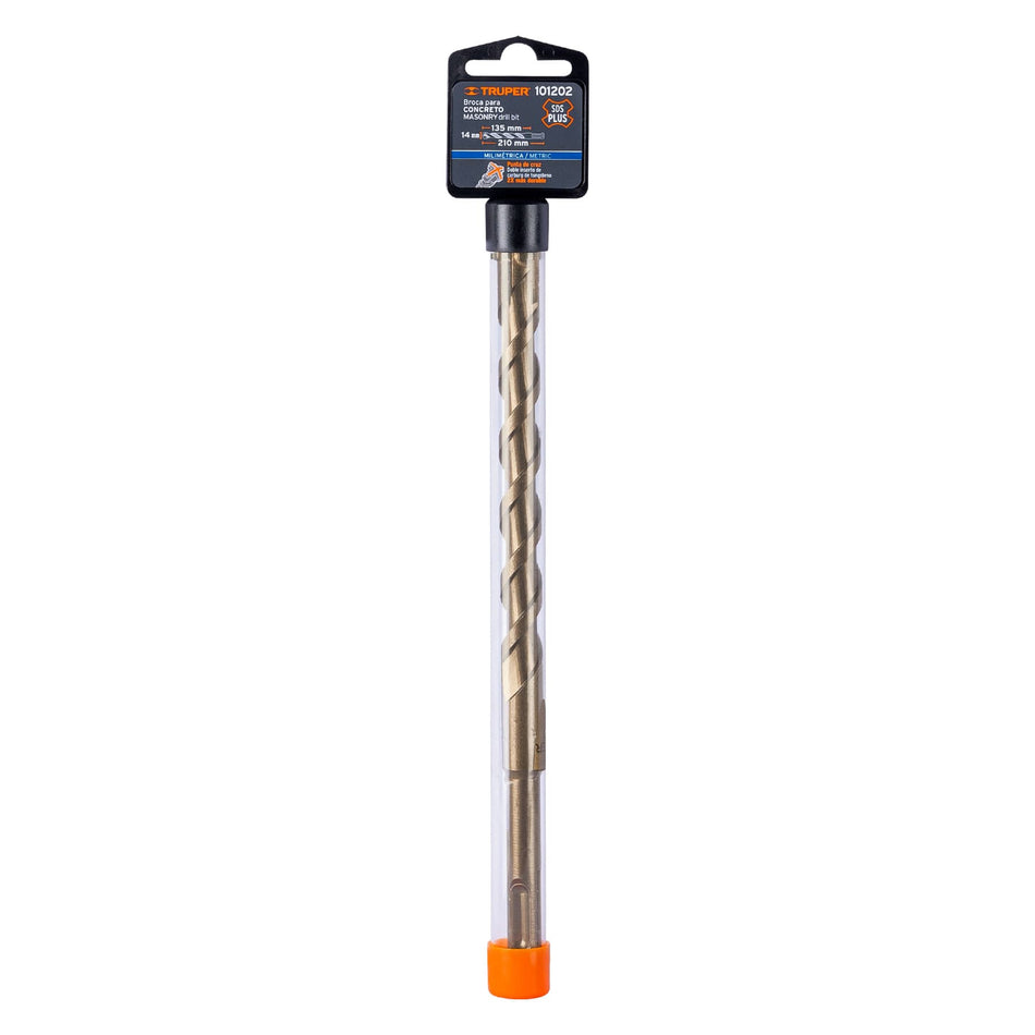 Broca SDS Plus 14 x 210 mm, Truper Caja con 5, 101202