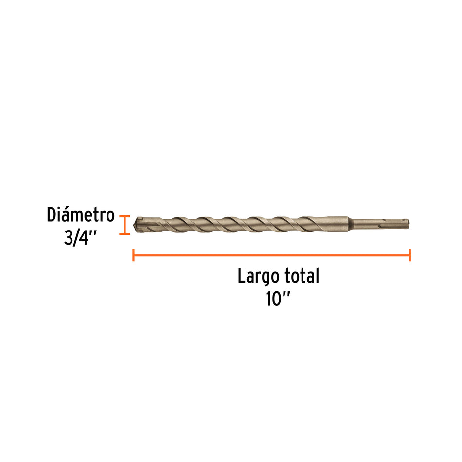 Broca SDS Plus 3/4 x 10', Truper Caja con 5, 101148