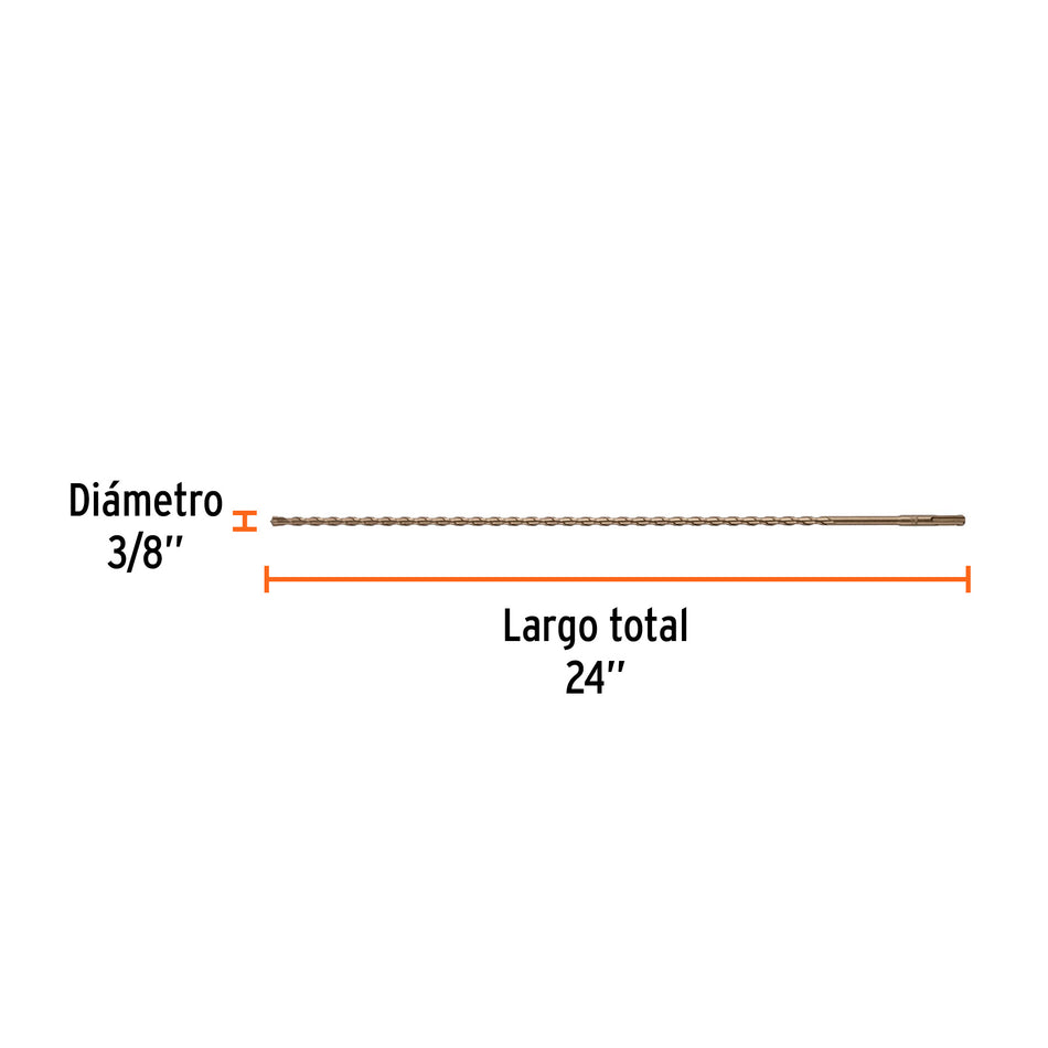Broca SDS Plus 3/8 x 24', Truper Caja con 5, 101146