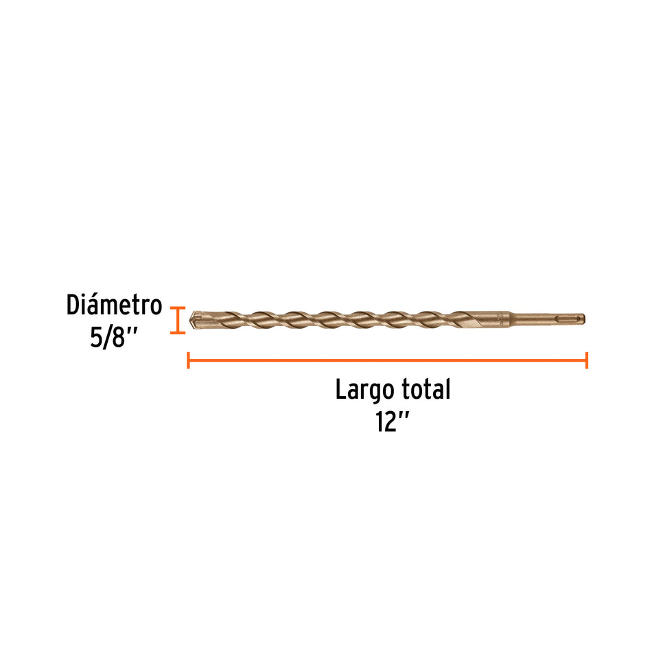 Broca SDS Plus 5/8 x 12', Truper Caja con 5, 11285