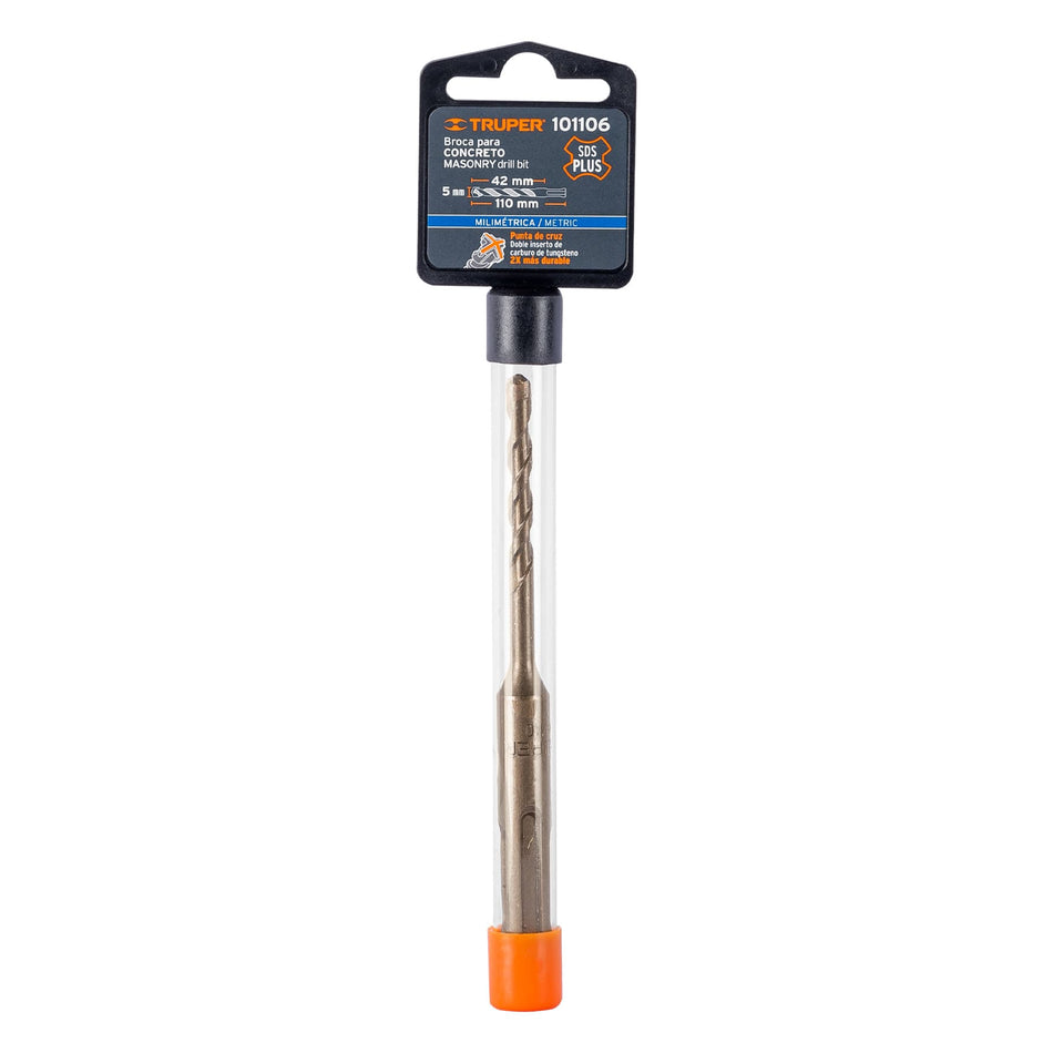 Broca SDS Plus 5 x 110 mm, Truper Caja con 5, 101106