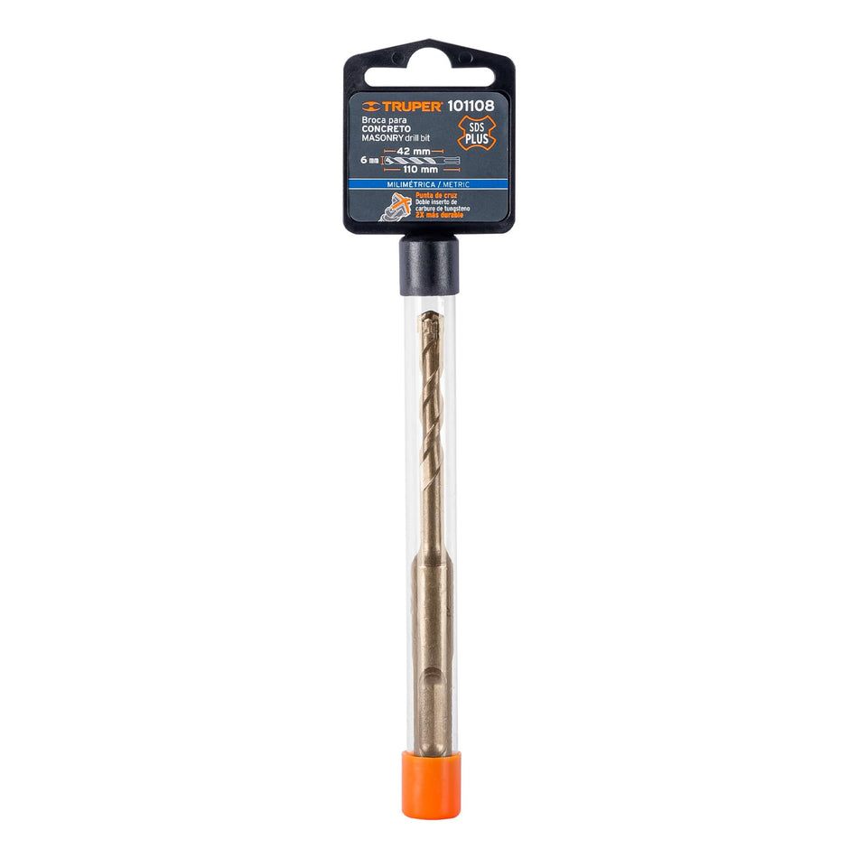 Broca SDS Plus 6 x 110 mm, Truper Caja con 5, 101108