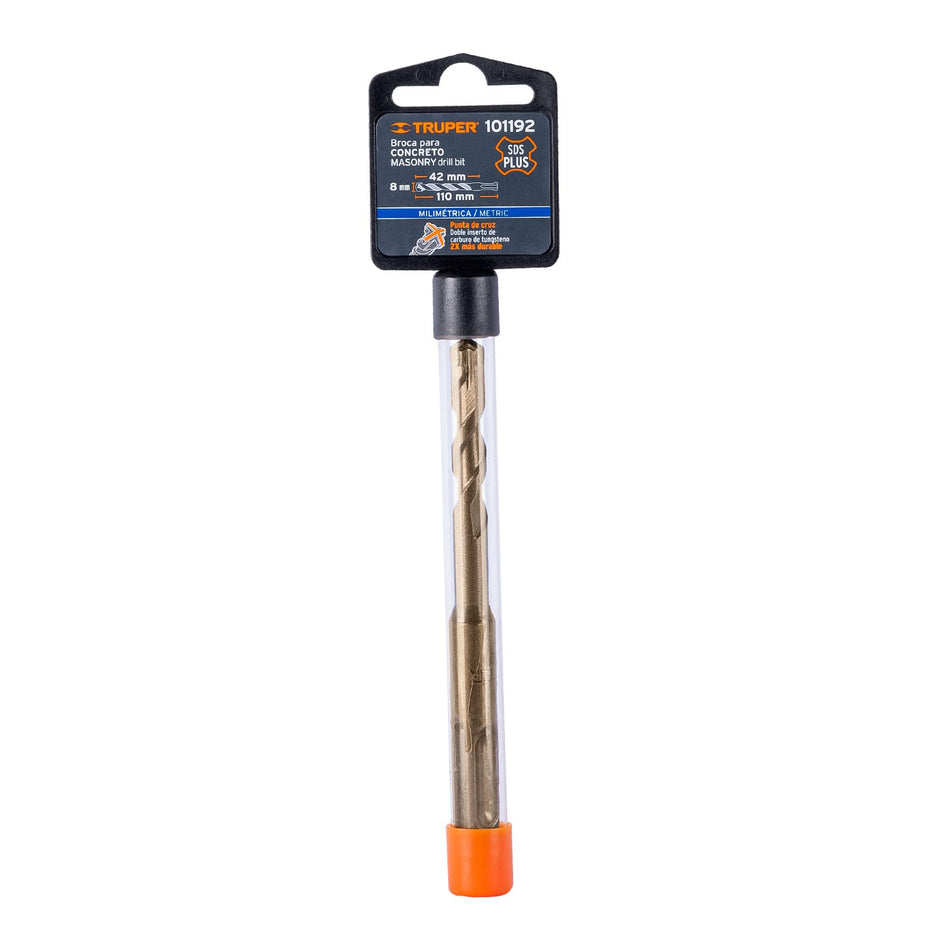 Broca SDS Plus 8 x 110 mm, Truper Caja con 5, 101192