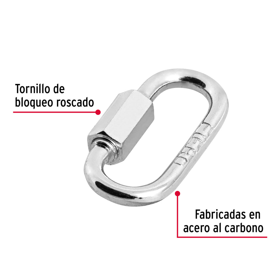 Bandola de acero de 1/8' con seguro, Fiero Caja con 12, 44020