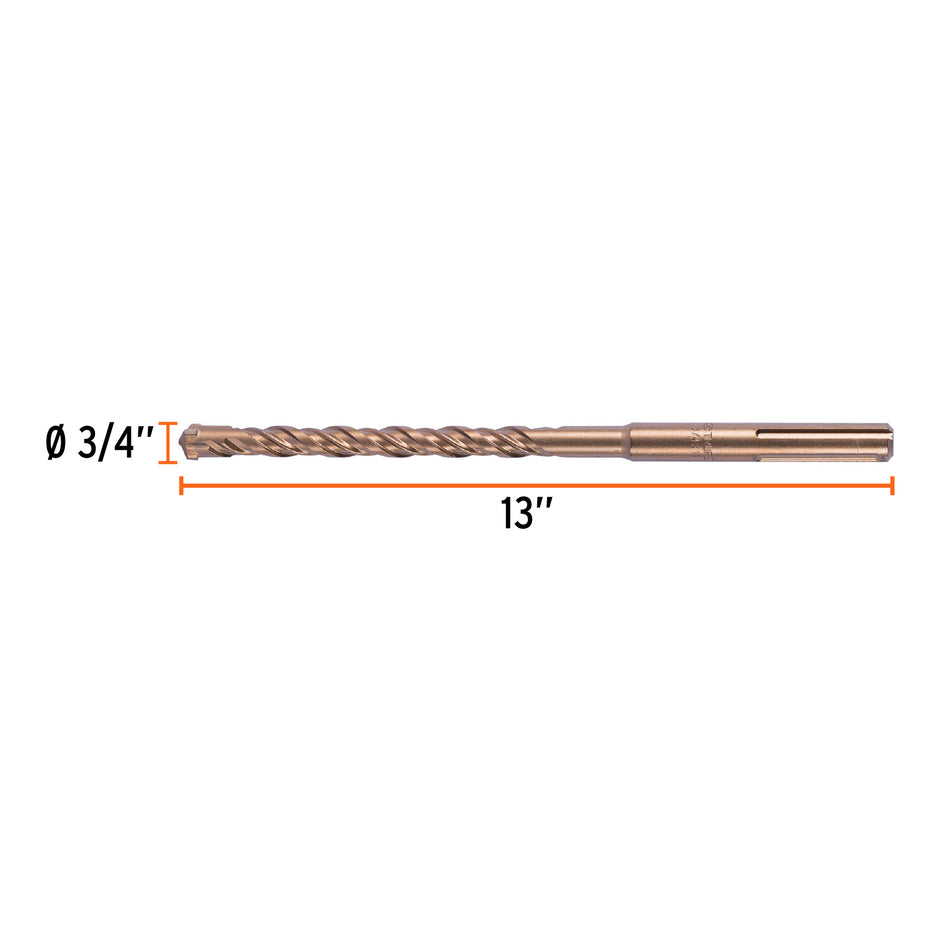 Broca SDS Ma x de 3/4 x 13', Truper Caja con 4, 101435