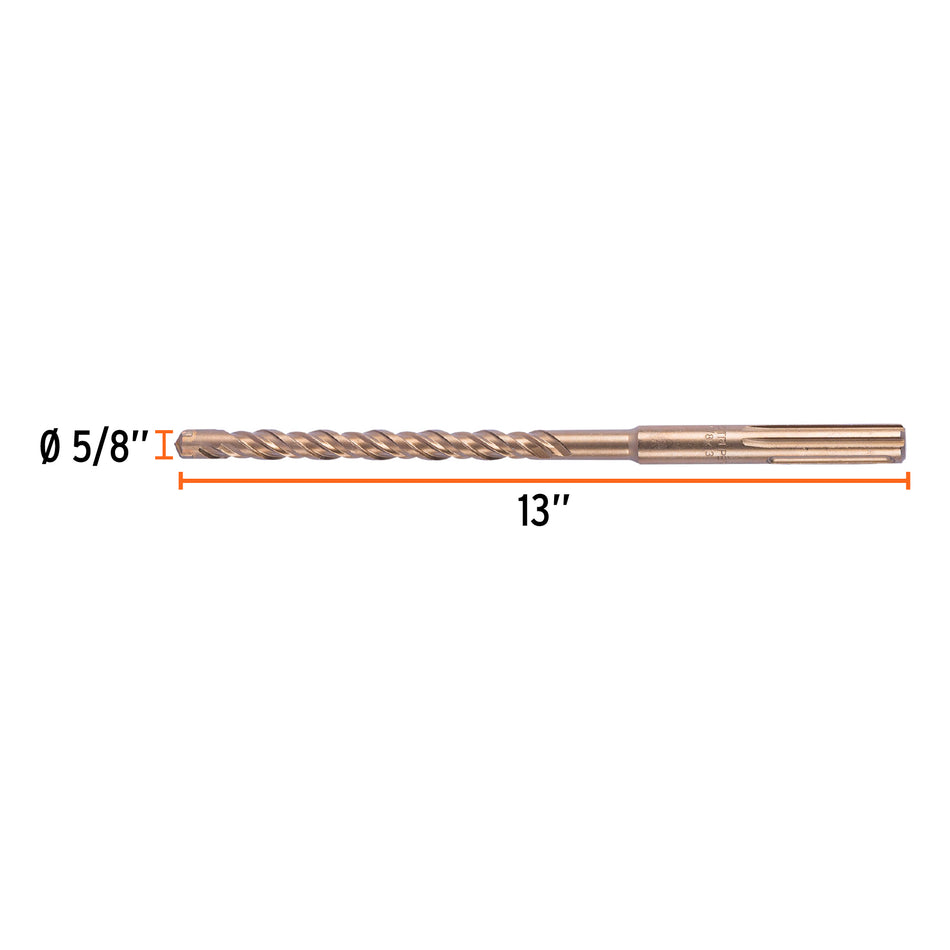 Broca SDS Ma x de 5/8 x 13', Truper Caja con 4, 101432