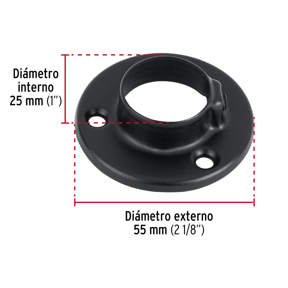 Brida negra para tubo redondo de closet, Hermex Caja con 10, 46582