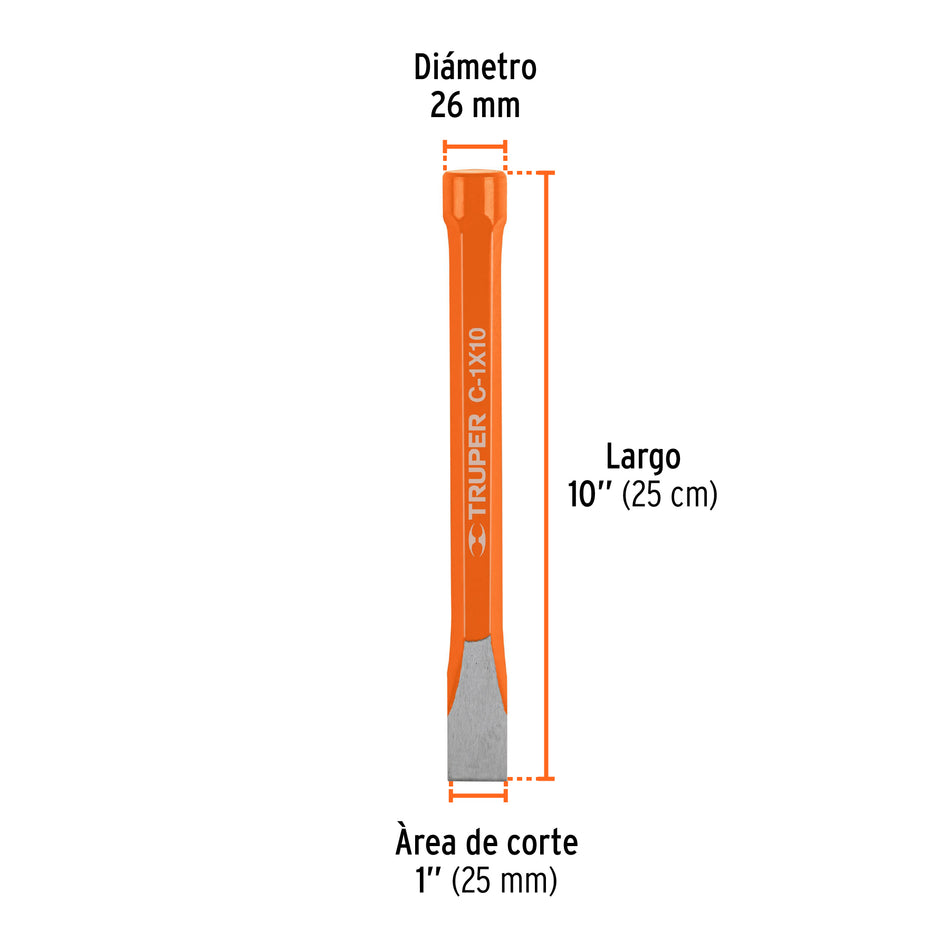 Cincel de corte frío de 1 X 10', Truper Caja con 6, 12163
