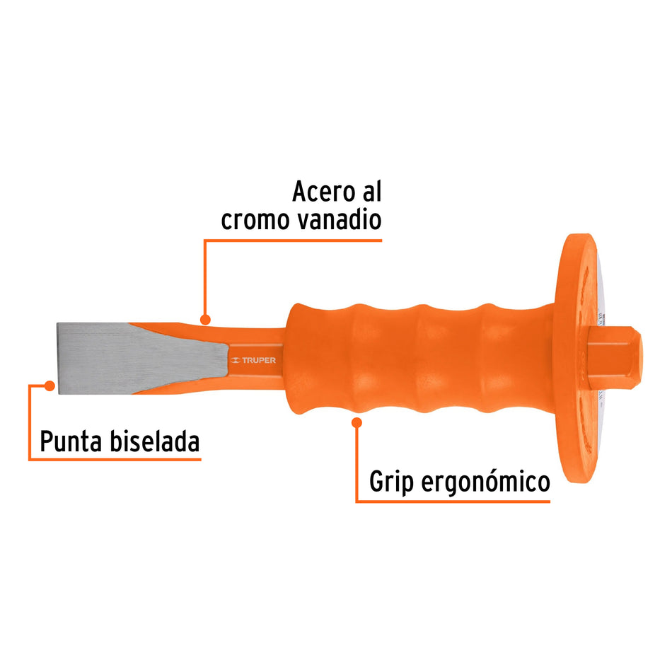 Cincel de corte frío 1 x 8' con grip, Truper Caja con 4, 12276