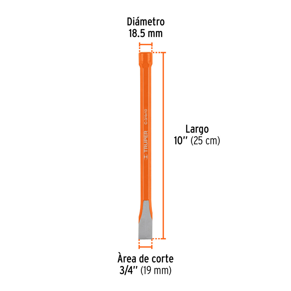 Cincel de corte frío de 3/4 X 10', Truper Caja con 6, 12145