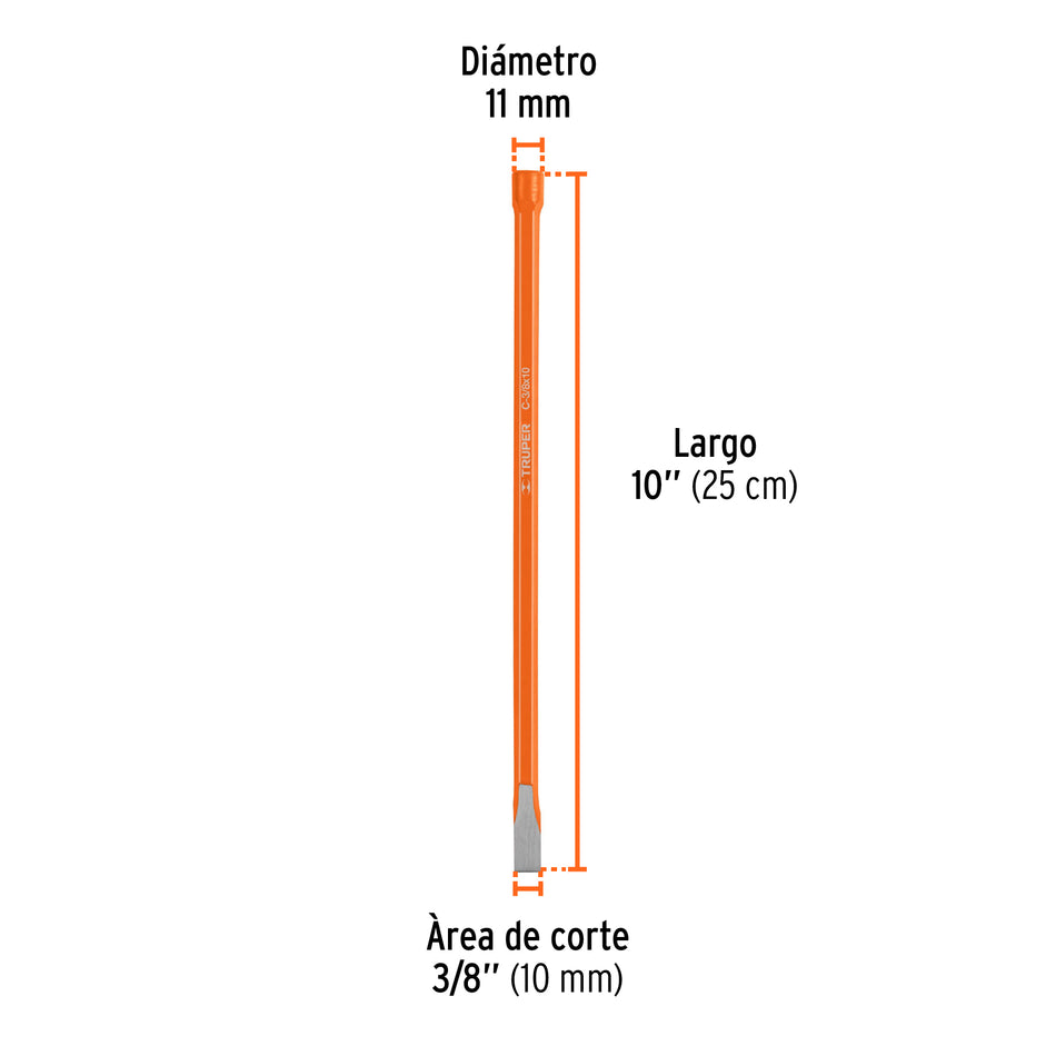 Cincel de corte frío de 3/8 X 10', Truper Caja con 12, 12112