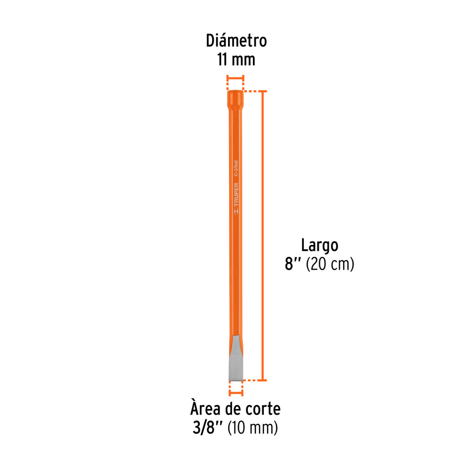 Cincel de corte frío de 3/8 X 8', Truper Caja con 12, 12109