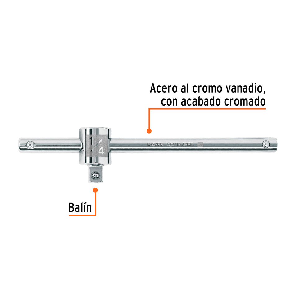 Barra corrediza para dados cuadro 1/4', Truper Caja con 3, 13217