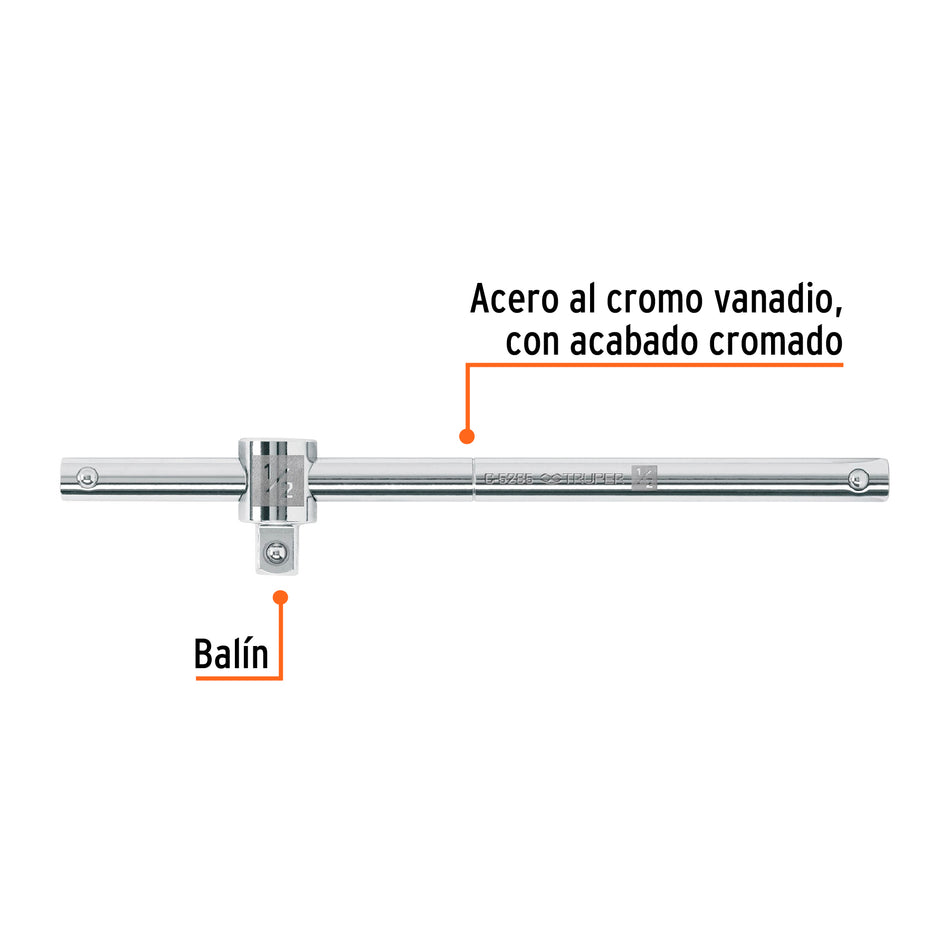Barra corrediza para dados cuadro 1/2', Truper Caja con 6, 13432