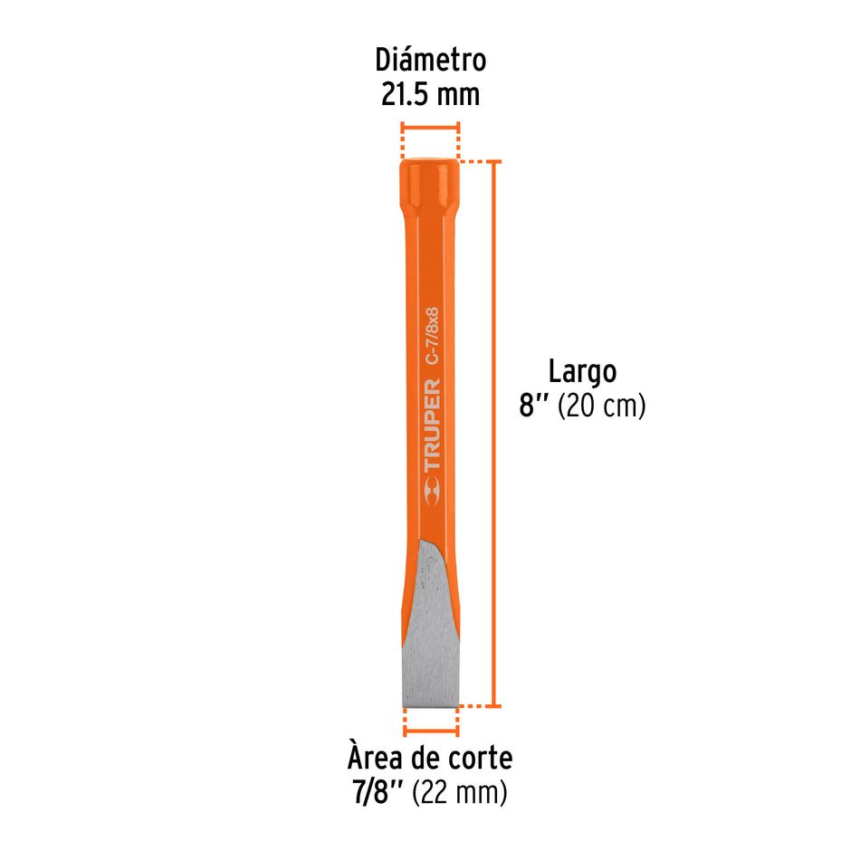 Cincel de corte frío de 7/8 X 8', Truper Caja con 6, 12151