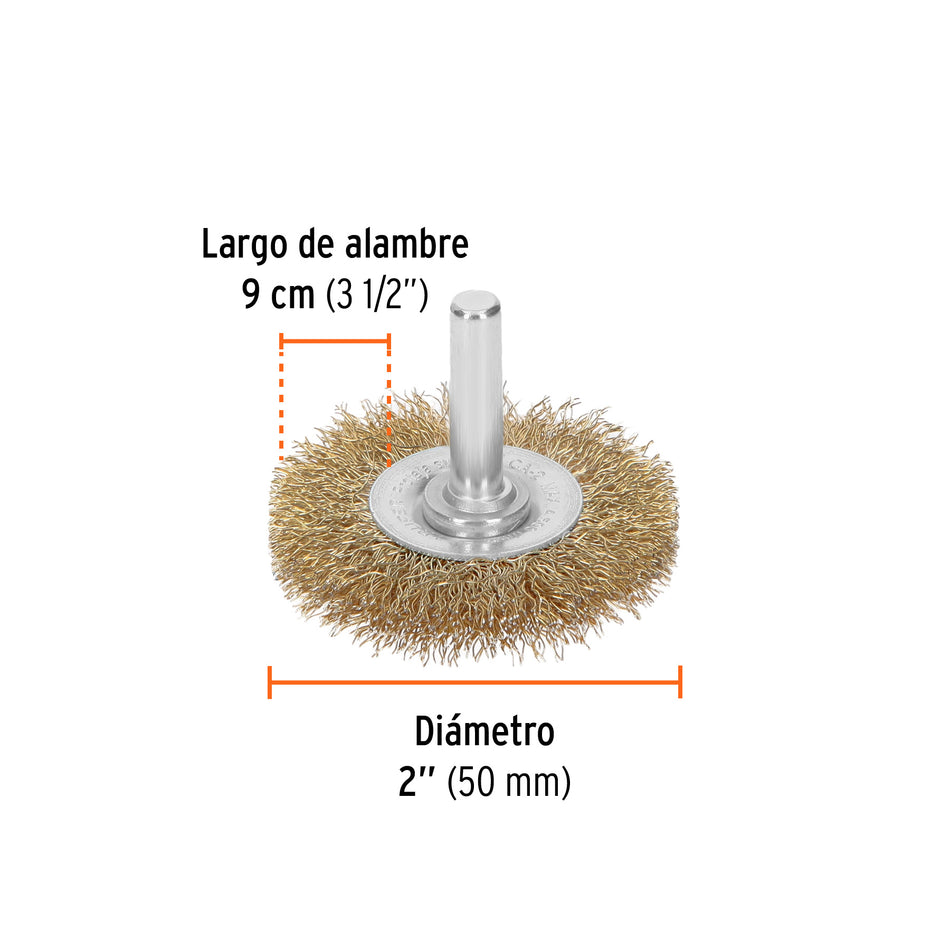 Carda circular 2' alambre grueso para taladro, Truper Caja con 6, 11569