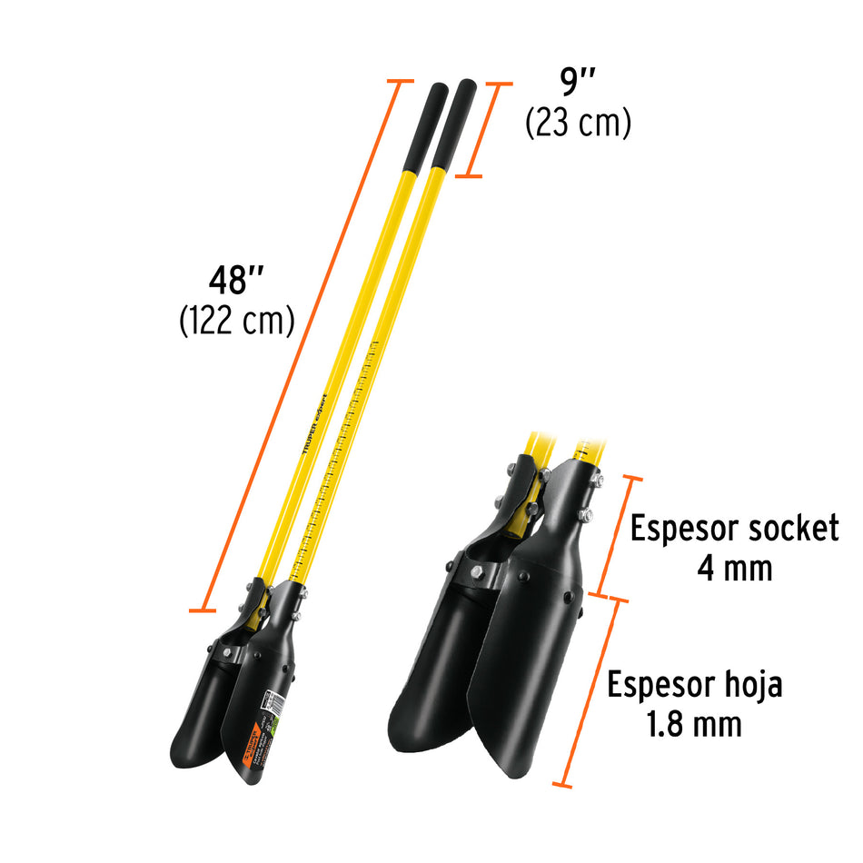 Cavador mangos de fibra de vidrio 48', Truper Expert, 11982