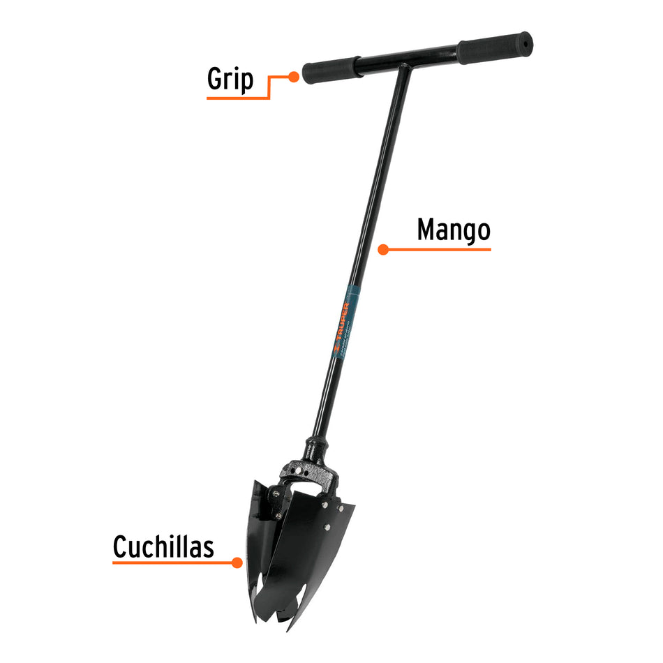 Cavador giratorio de acero, mango 'T' 30', Truper, 100139