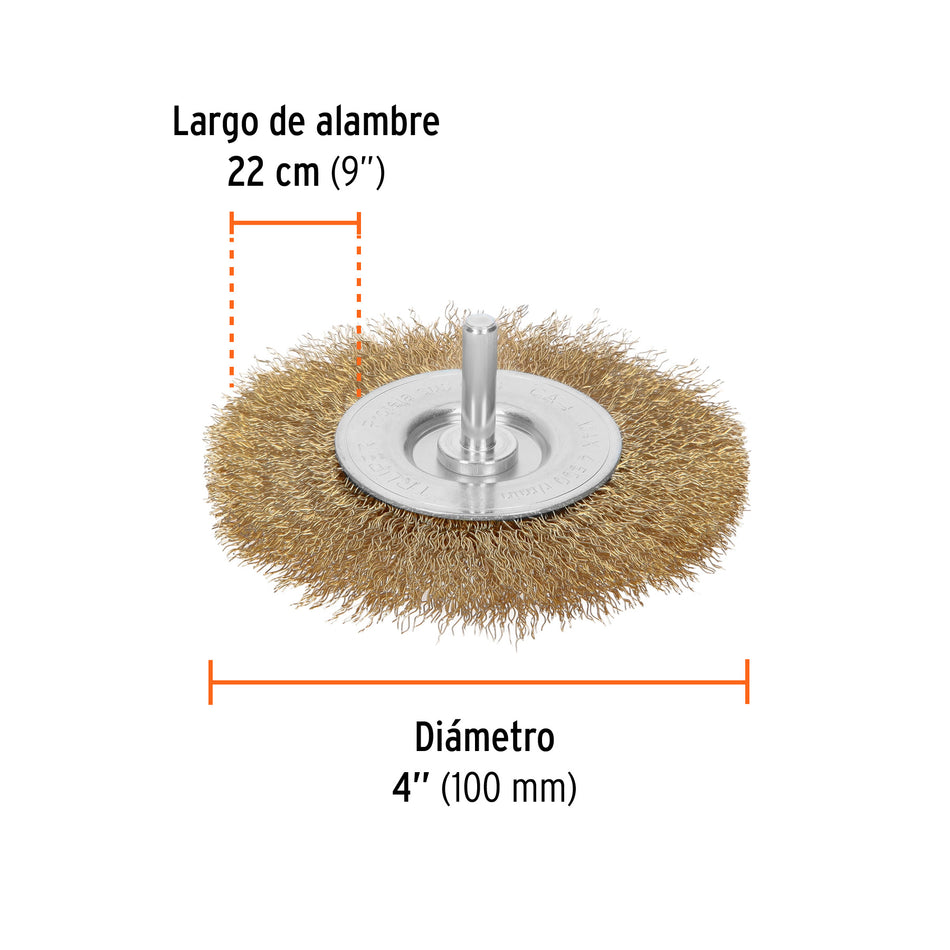 Carda circular 4' alambre grueso para taladro, Truper Caja con 6, 11590