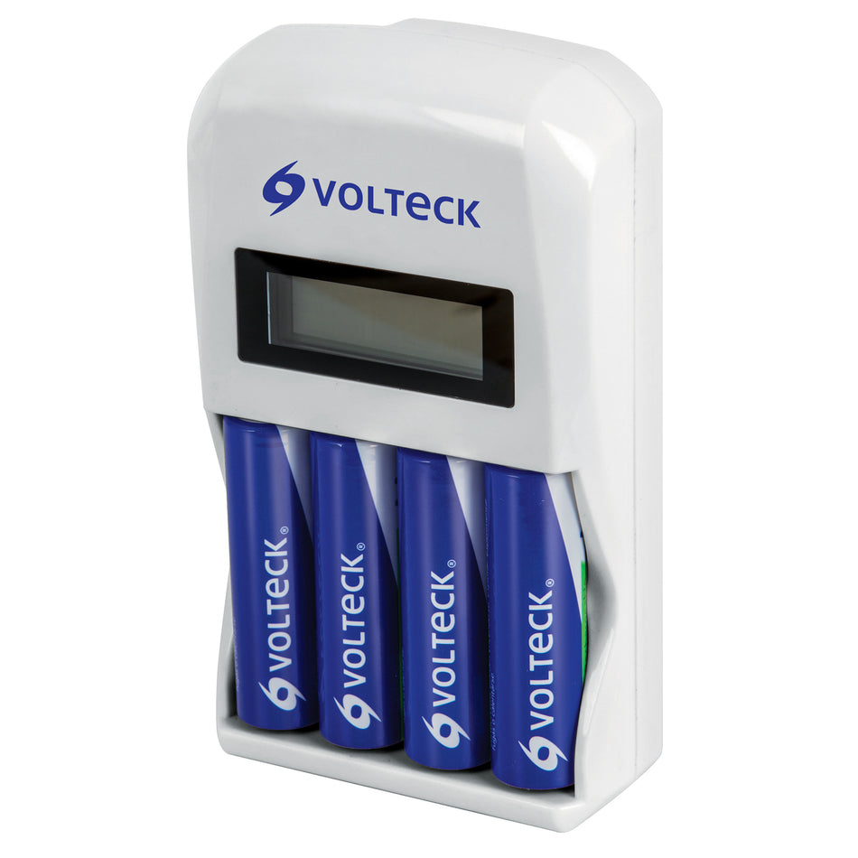 Cargador de pilas, AA, AAA, incluye 4 pilas AA, Volteck Caja con 2, 46046