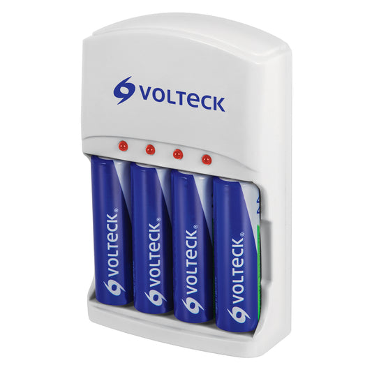 Cargador de pilas, AA, AAA y 9V, incluye 4 pilas AA, Volteck Caja con 2, 46045