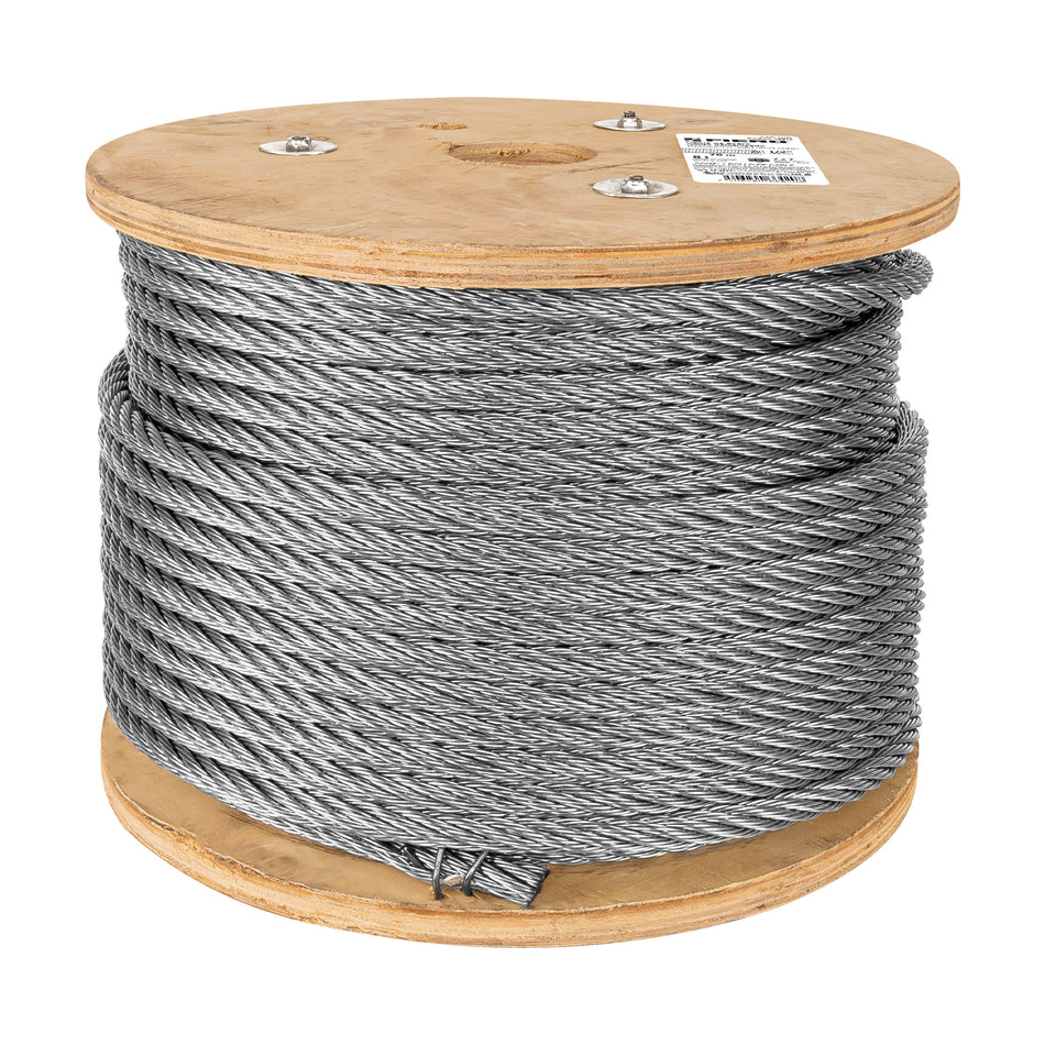 Metro de cable rígido 1/2' de acero 7x7 hilos, 75 m, Fiero Caja con 75, 48815