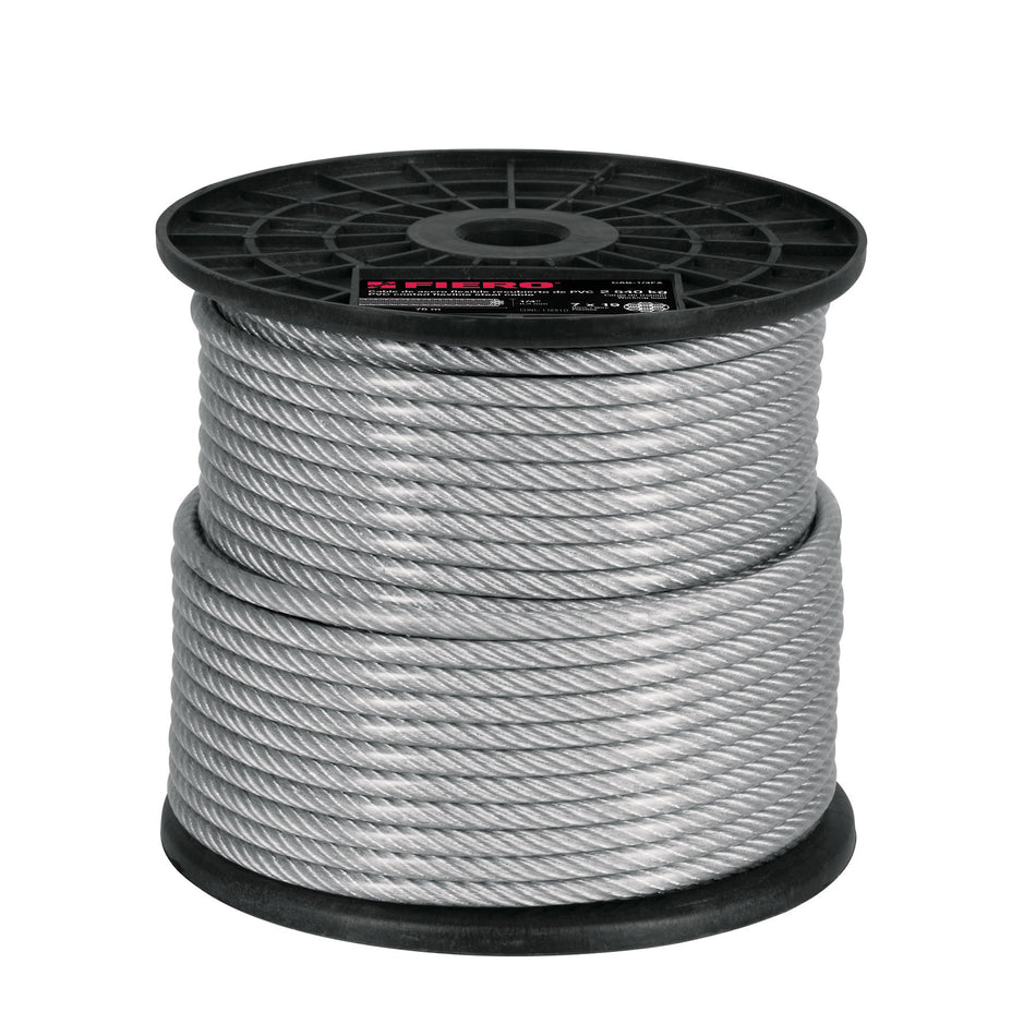 Metro cable flexible 1/4' acero 7x19 recubierto PVC, 75 m Caja con 75, 44224