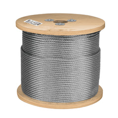Metro de cable rígido 1/4' de acero 7x7 hilos, 300 m, Fiero Caja con 300, 48799