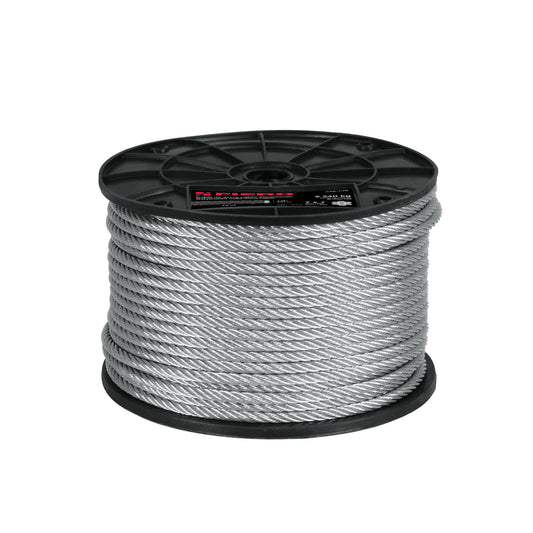 Metro de cable rígido 1/4' de acero 7x7 hilos, 75 m, Fiero Caja con 75, 44207