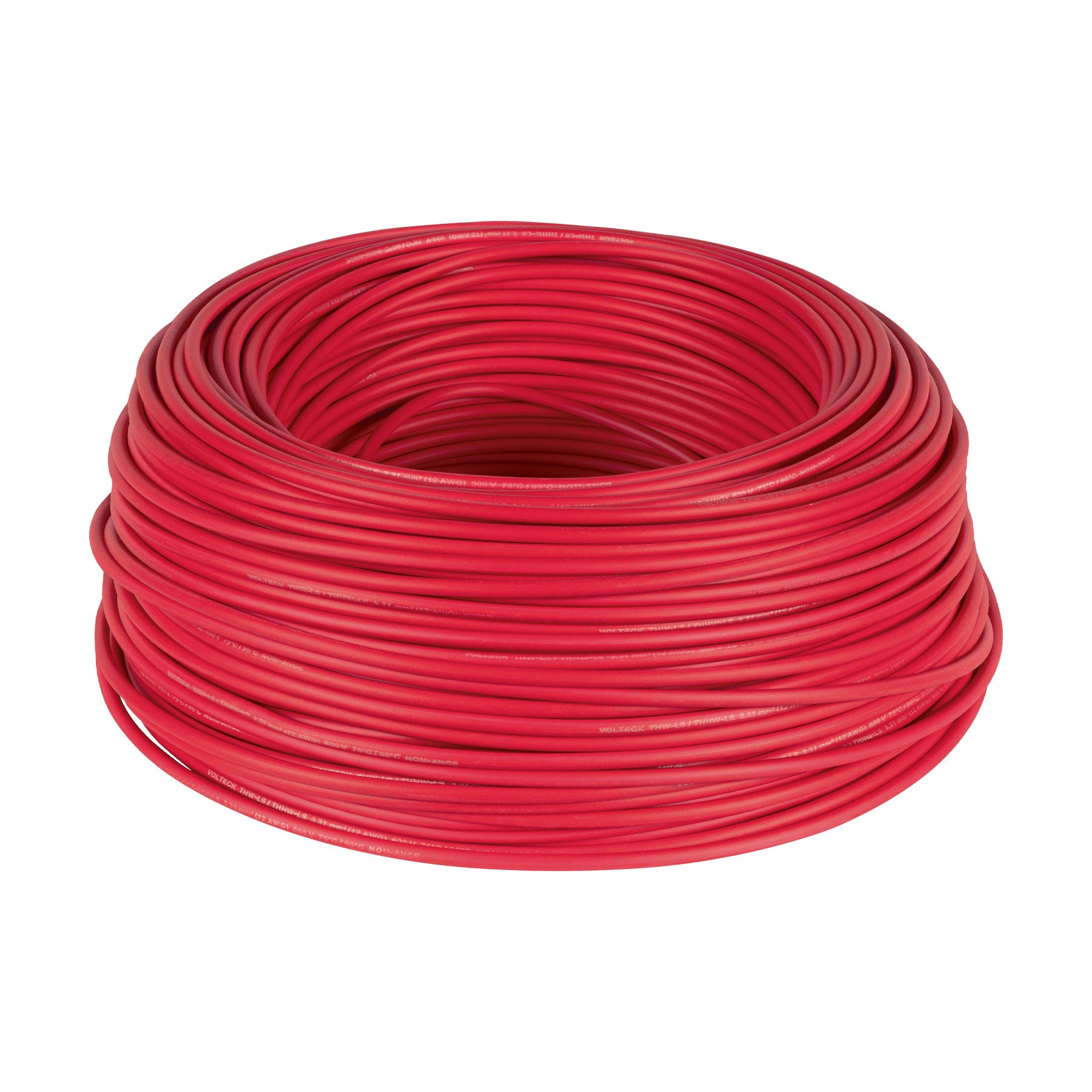 Rollo de 100 m de cable THHW-LS 12 AWG rojo, Volteck, 46060