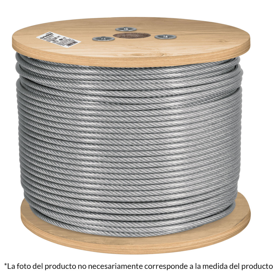 Metro cable flexible 3/32' acero 7x19 recubierto PVC, 300 m Caja con 300, 48809