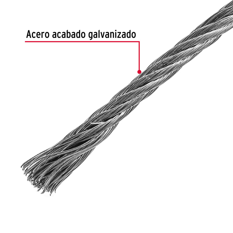 Metro de cable flexible 3/32' de acero 7x19 hilos, 75 m Caja con 75, 44214