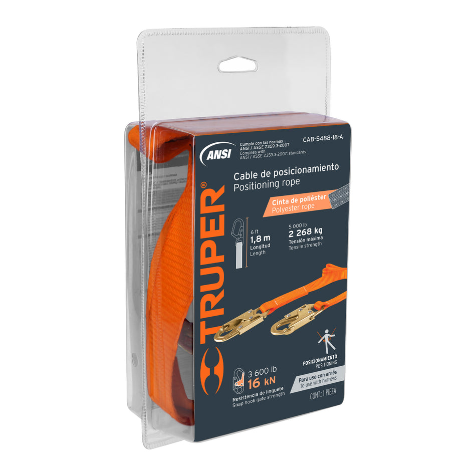 Cable de posicionamiento de 1.8 m cinta de poliester, ANSI, 17043