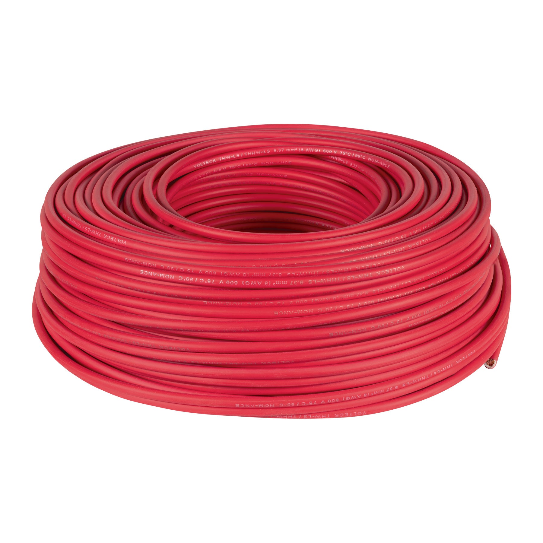 Rollo de 100 m de cable THHW-LS 8 AWG rojo, Volteck, 46058