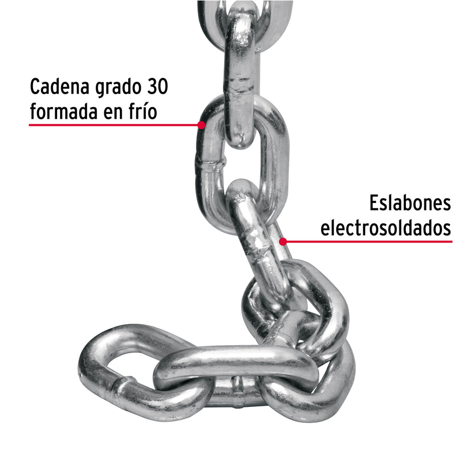 Metro de cadena galvanizada de 1/2', 5 m en cubeta, Fiero Caja con 5, 44274