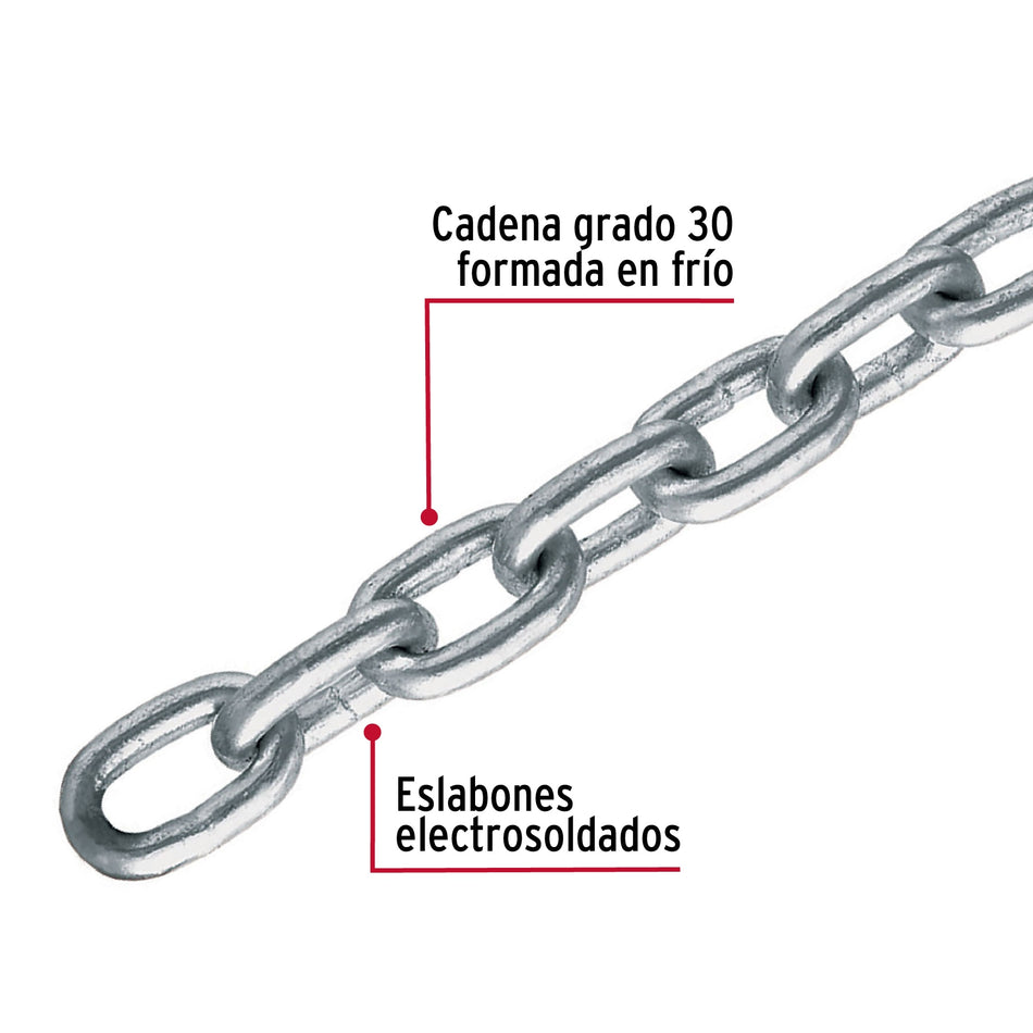 Metro de cadena galvanizada de 1/4', 35 m en cubeta, Fiero Caja con 35, 44271