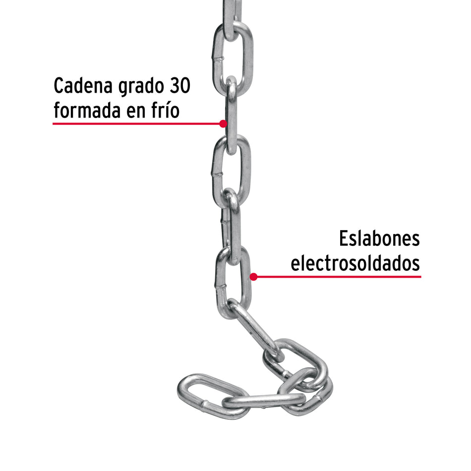Metro de cadena galvanizada de 3/16', 65 m en cubeta, Fiero Caja con 65, 44270