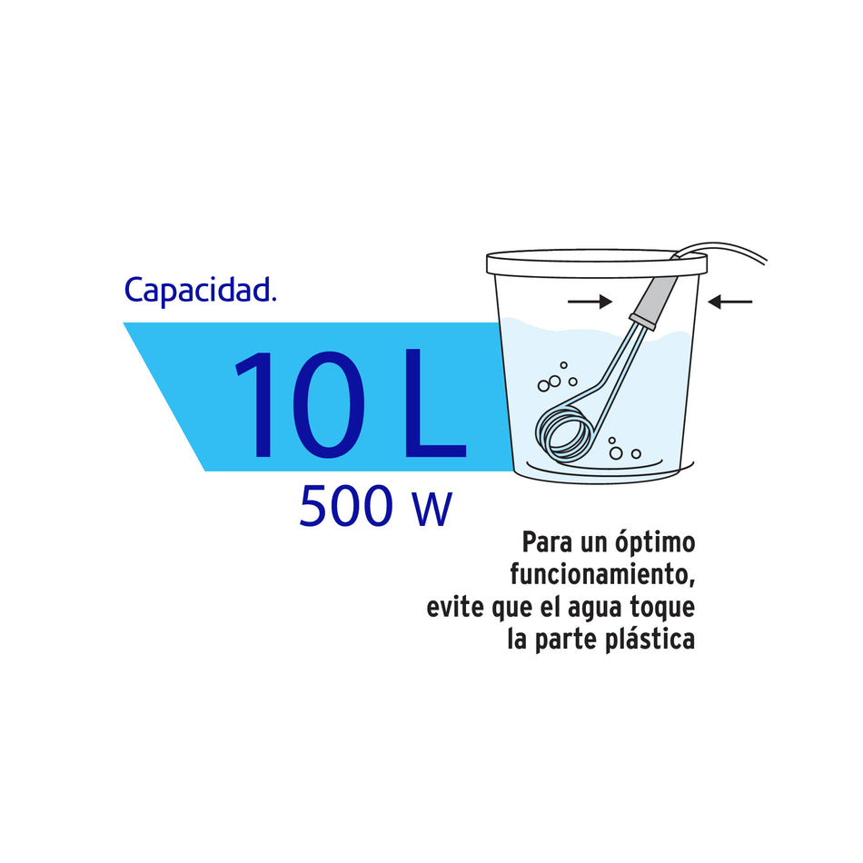 Calentador de inmersión p/agua #2 de 10 L, 500 W, Volteck Caja con 6, 46304