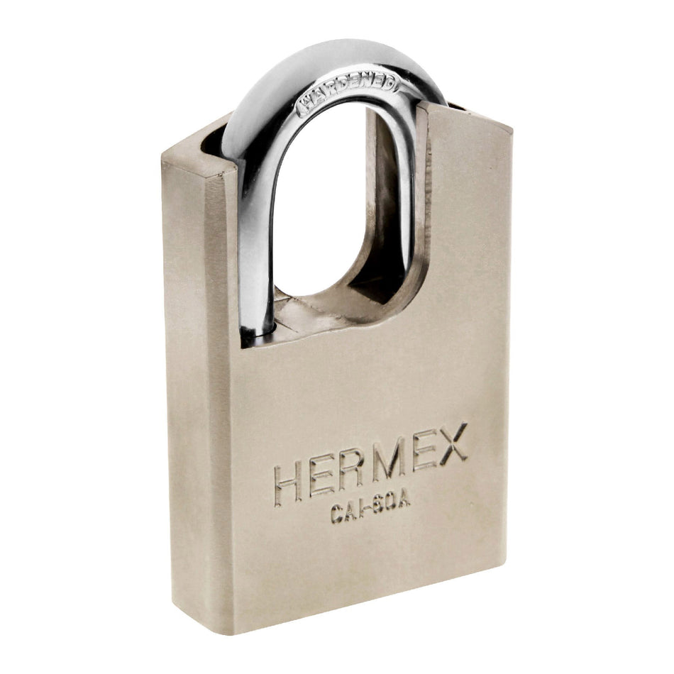 Candado de acero, máxima seguridad, 60mm, llave anti-ganzúa Caja con 2, 43335