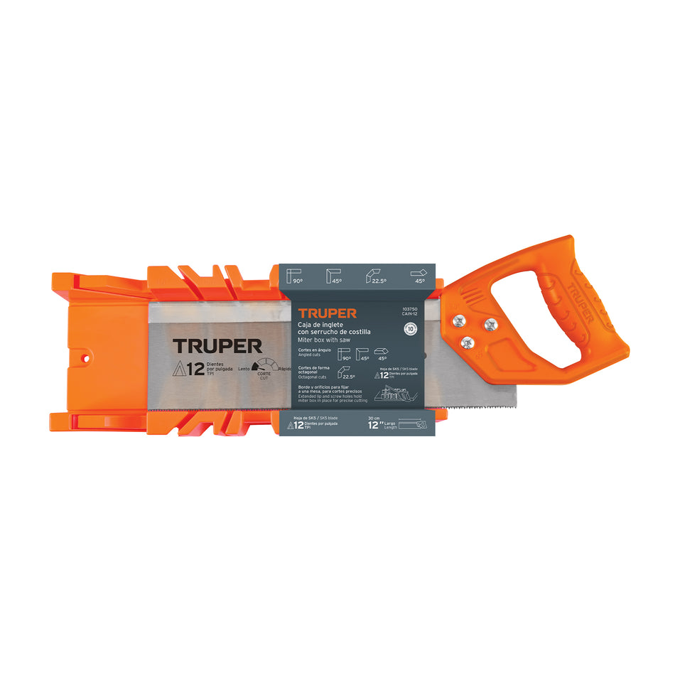 Caja de inglete con serrucho de costilla 12', TRUPER, 103750