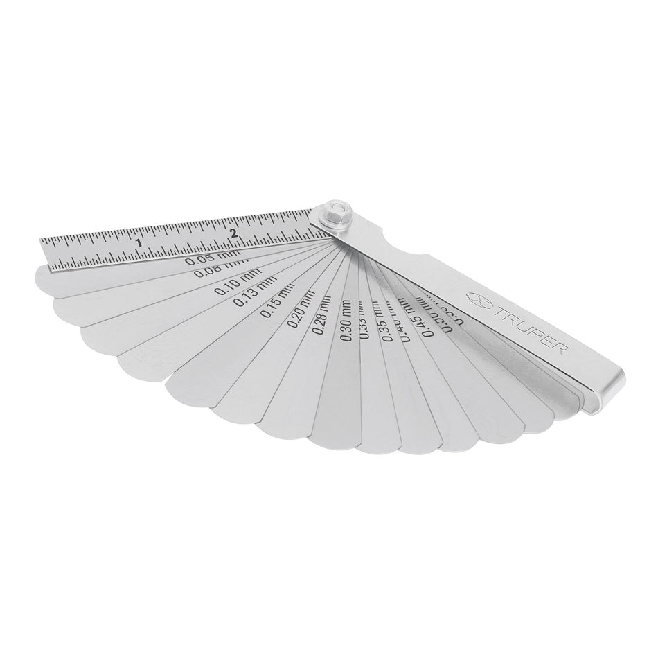 Calibrador de 15 hojas std / mm, Truper Caja con 6, 14395