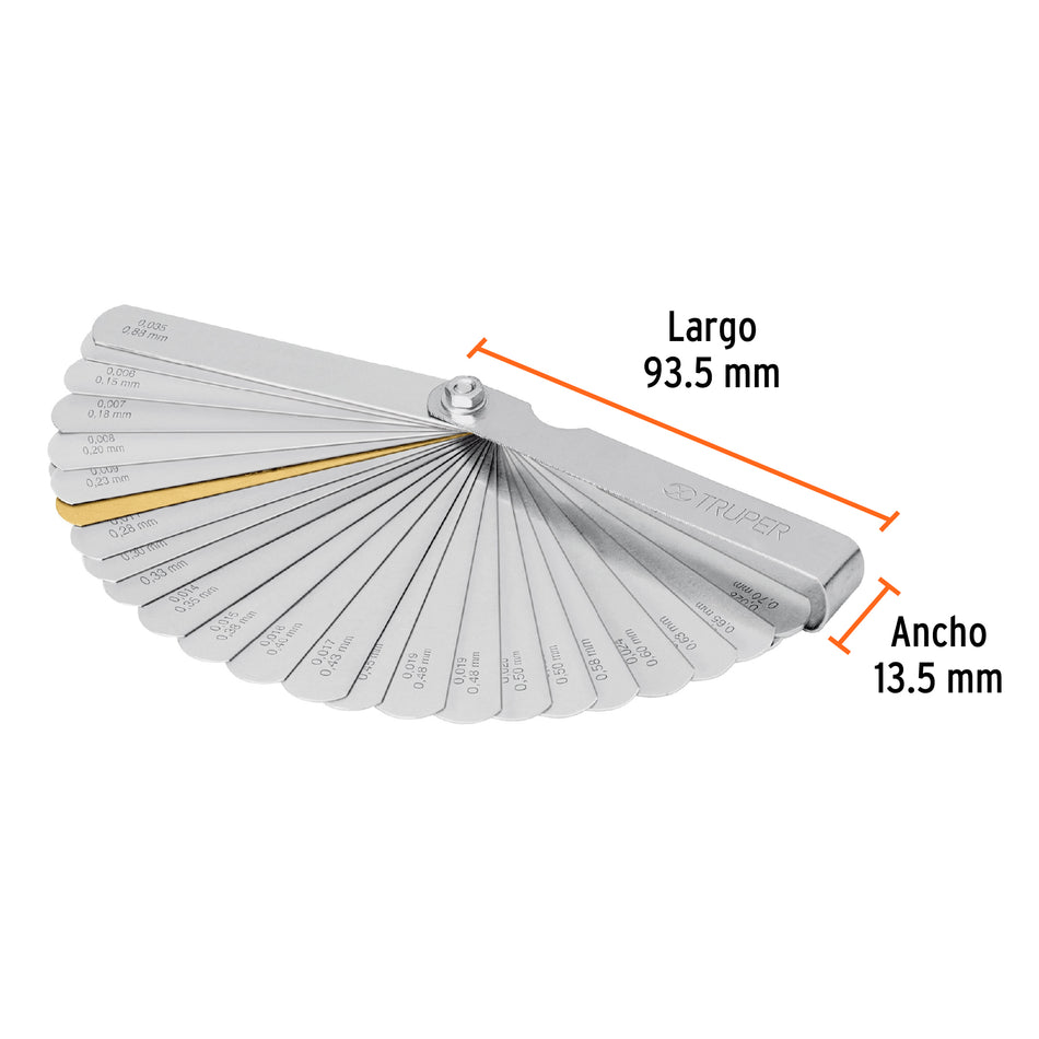 Calibrador de 32 hojas std / mm, Truper Caja con 6, 14397
