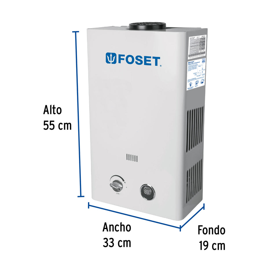 Calentador instantáneo, 11L, 2 servicios, gas natural, Foset, 47353