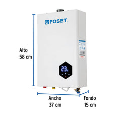 Calentador instantáneo modulante, 16L, 3 serv, gas LP, Foset, 48016