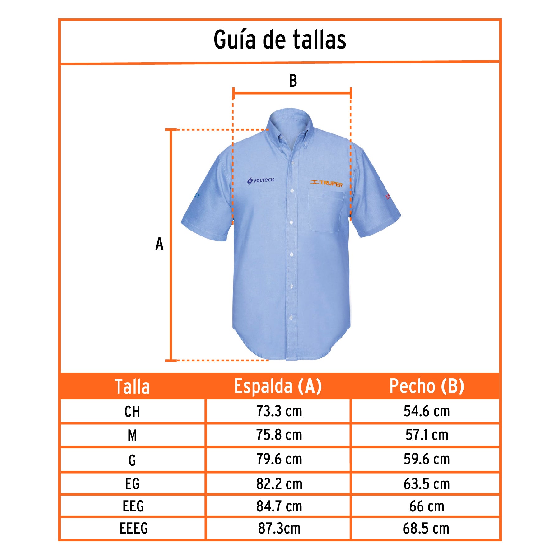 Camisa manga corta para hombre, azul, CH, Truper, 60348