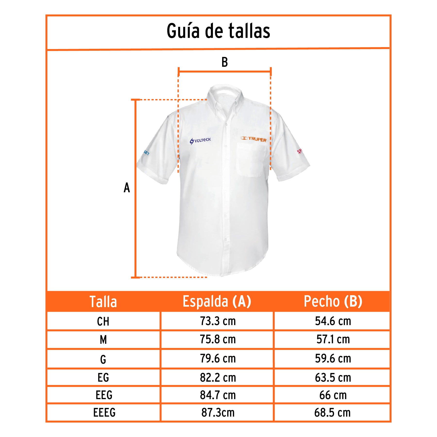 Camisa manga corta para hombre, blanca, CH, Truper, 60364