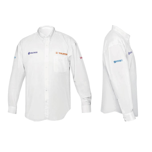 Camisa manga larga para hombre, blanca, EEEG, Truper, 66014