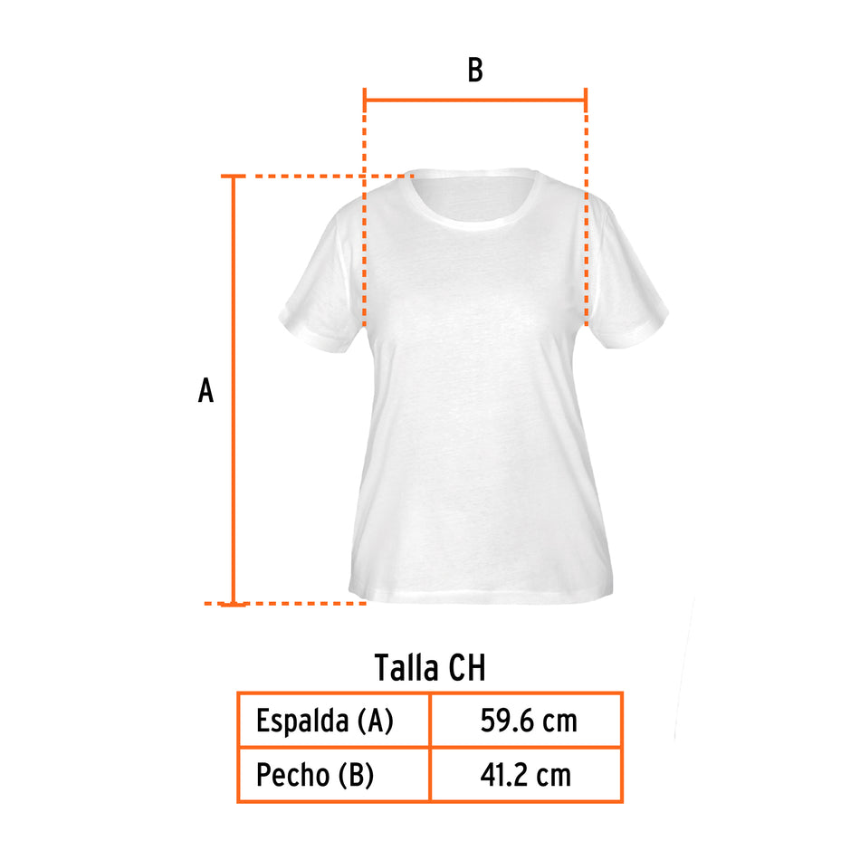 Playera cuello redondo para mujer, blanca, CH, Truper, 68123